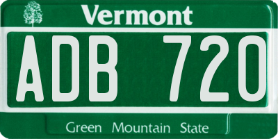 VT license plate ADB720