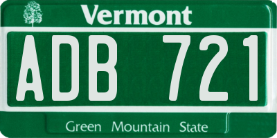 VT license plate ADB721