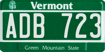 VT license plate ADB723