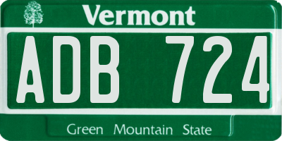VT license plate ADB724
