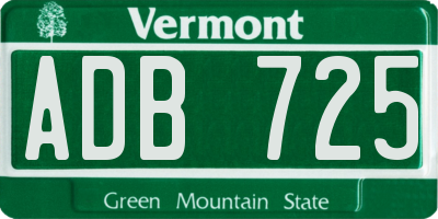 VT license plate ADB725