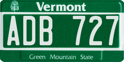VT license plate ADB727