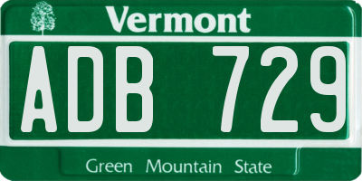 VT license plate ADB729