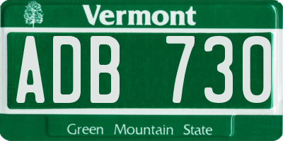 VT license plate ADB730