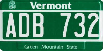 VT license plate ADB732