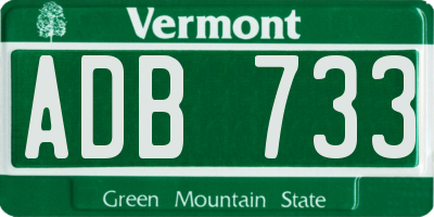 VT license plate ADB733