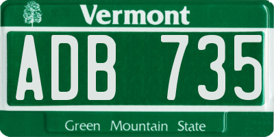 VT license plate ADB735
