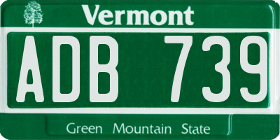 VT license plate ADB739