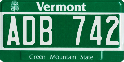 VT license plate ADB742