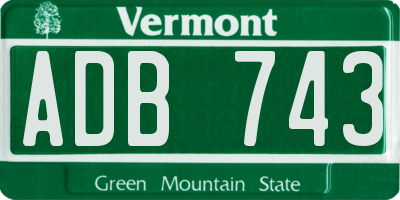 VT license plate ADB743