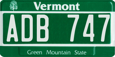 VT license plate ADB747
