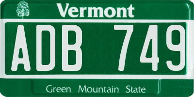VT license plate ADB749