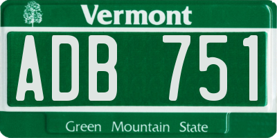 VT license plate ADB751