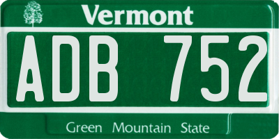 VT license plate ADB752