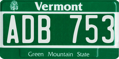 VT license plate ADB753