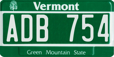 VT license plate ADB754