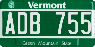VT license plate ADB755