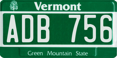 VT license plate ADB756
