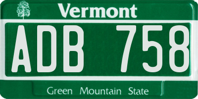 VT license plate ADB758
