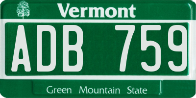 VT license plate ADB759