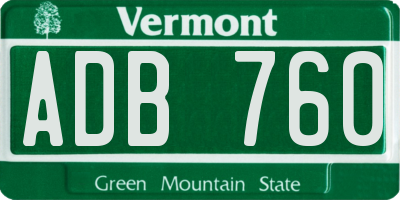 VT license plate ADB760