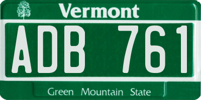 VT license plate ADB761