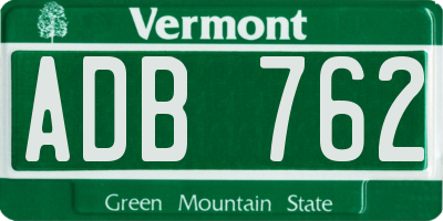 VT license plate ADB762