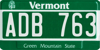 VT license plate ADB763