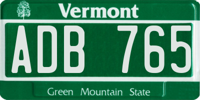VT license plate ADB765