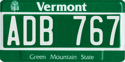 VT license plate ADB767