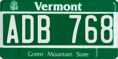 VT license plate ADB768