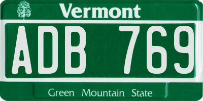 VT license plate ADB769