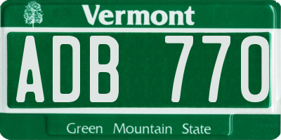 VT license plate ADB770