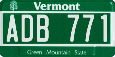 VT license plate ADB771