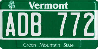 VT license plate ADB772