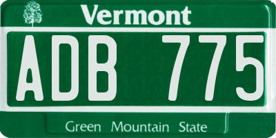 VT license plate ADB775