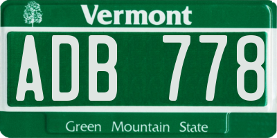 VT license plate ADB778