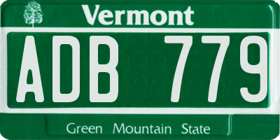 VT license plate ADB779