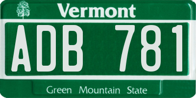 VT license plate ADB781