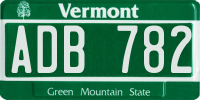 VT license plate ADB782