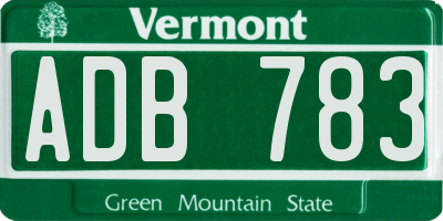 VT license plate ADB783