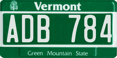 VT license plate ADB784