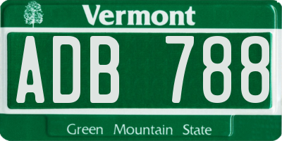 VT license plate ADB788