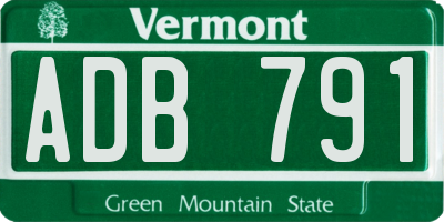 VT license plate ADB791