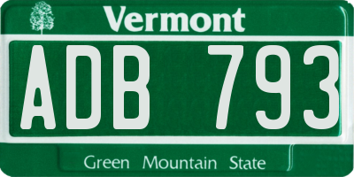 VT license plate ADB793