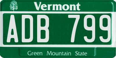 VT license plate ADB799