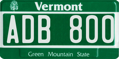 VT license plate ADB800