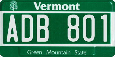 VT license plate ADB801