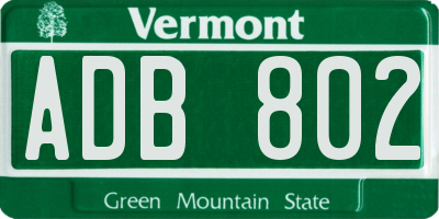 VT license plate ADB802