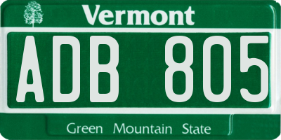VT license plate ADB805
